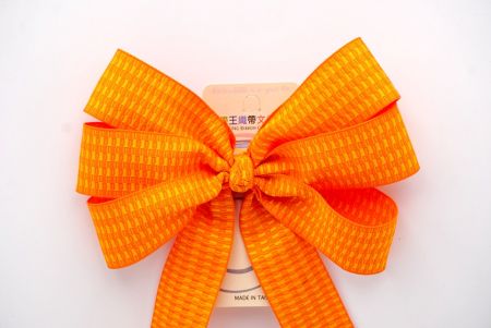 Orange Unique Checkered Design 6 Loops with Knot Ribbon Bow_BW638-K1750-361